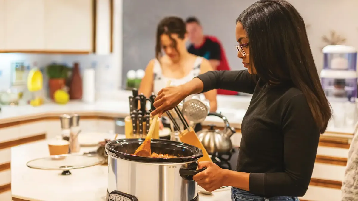 Family cooking dinner