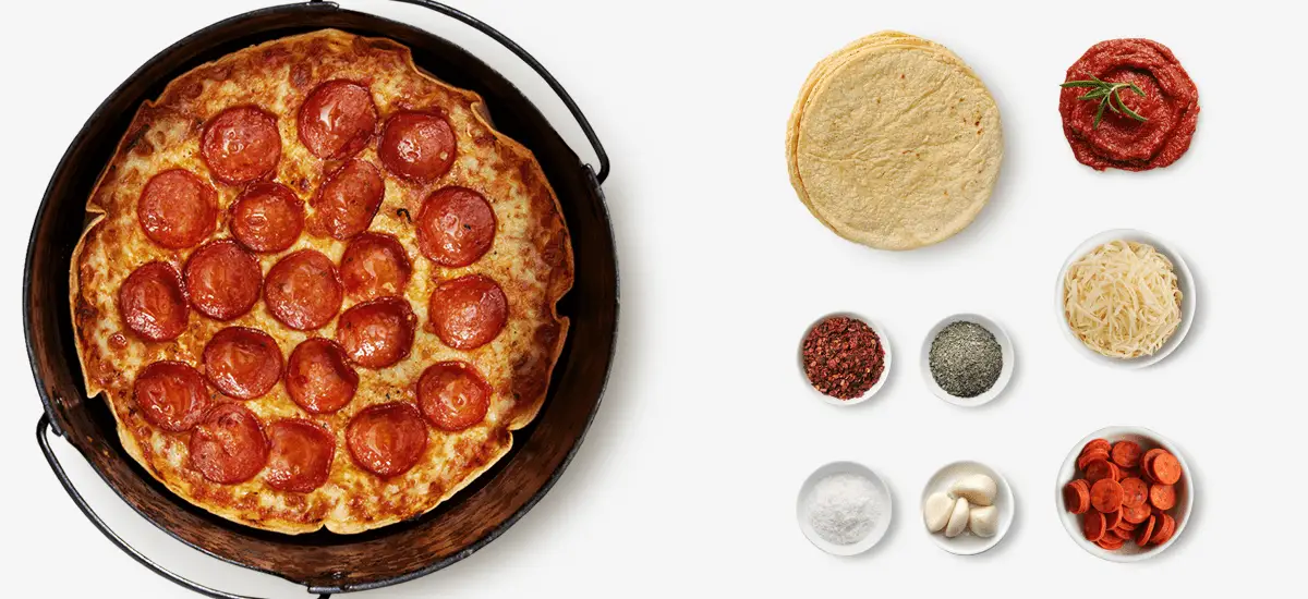 Toaster Oven Tortilla Pizza and ingredients image