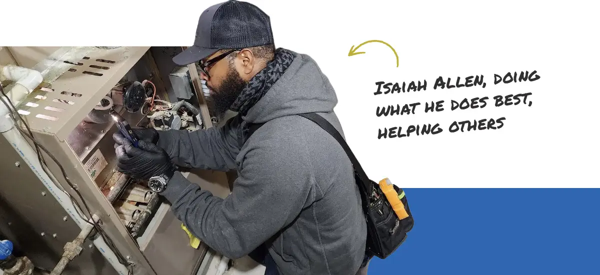 Isaiah Allen doing what he does best, helping others